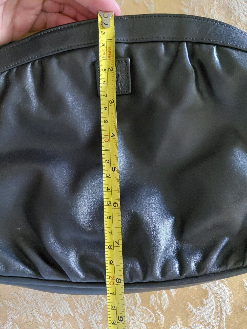 Vintage Anne Klein For Calderon Black Leather Shoulder Bag with Adjustable Strap - Picture 11 of 12